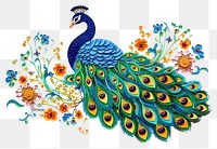 PNG The peacock in embroidery style pattern animal bird.