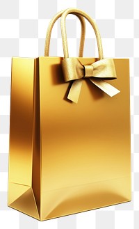 PNG A shopping bag icon handbag gold white background.