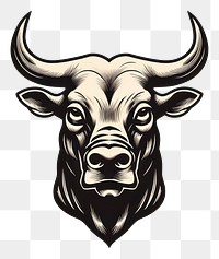 PNG Vintage bull vector logo buffalo animal mammal.