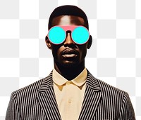 PNG  Collage Retro dreamy black man sunglasses portrait adult.