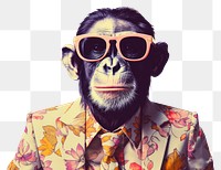 PNG  Collage Retro dreamy of monkey business ape sunglasses portrait.