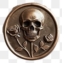 PNG Seal Wax Stamp of skull and rose jewelry locket silver.