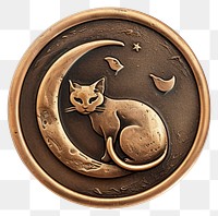 PNG Seal Wax Stamp cat and moon animal mammal locket.