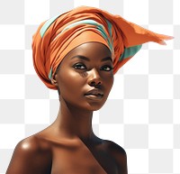 PNG African woman on beach photography portrait turban.