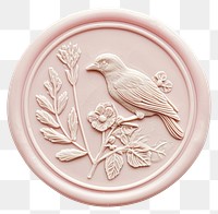 PNG Seal Wax Stamp bird and flower representation porcelain dishware.