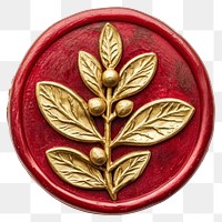 PNG Seal Wax Stamp mistletoe jewelry locket gold.
