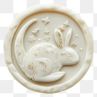 PNG Seal Wax Stamp rabbit in moon white representation creativity.