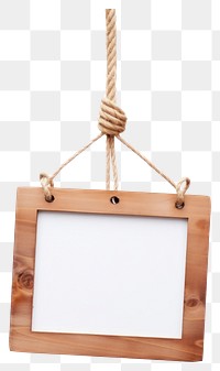 PNG  Wooden sign with hanging rope wood white background rectangle