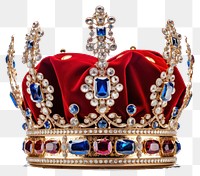 PNG  A crown with sapphire and red velvet jewelry white background accessories. AI generated Image by rawpixel.