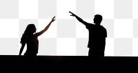 PNG Silhouettes of two people backlighting adult sky