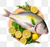 PNG  Raw dorado fish food animal lemon. AI generated Image by rawpixel.