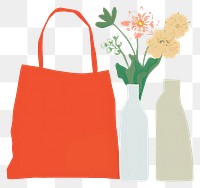 PNG  Illustration of toat bag with flower handbag plant art.