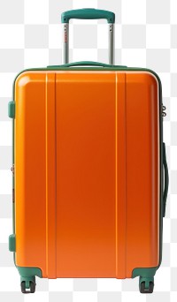 PNG  Orange and green suitcase luggage white background briefcase. AI generated Image by rawpixel.