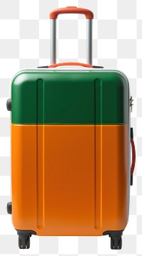 PNG  Orange and green suitcase luggage white background tourism. AI generated Image by rawpixel.