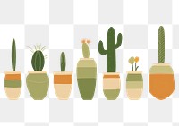 PNG  Illustration of cactus pots border plant creativity terracotta.