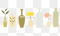 PNG  Illustration of flower vases border plant jar art.