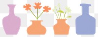 PNG  Illustration of flower vases border art pottery jar.