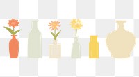 PNG  Illustration of flower vases border art jar arrangement.