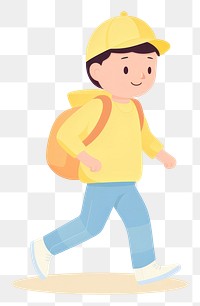 PNG Boy walking yellow hat white background. AI generated Image by rawpixel.
