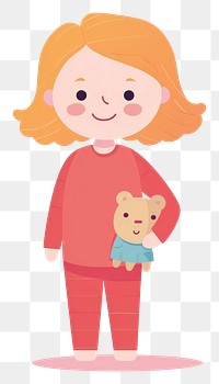 PNG Girl wearing pajamas holding cartoon child. AI generated Image by rawpixel.