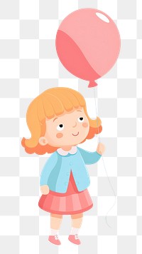 PNG Girl holding a balloon cute white background celebration. AI generated Image by rawpixel.