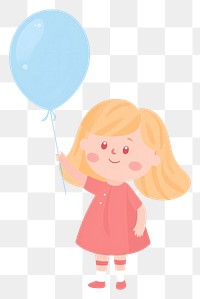 PNG Girl holding a balloon cute celebration anniversary. 