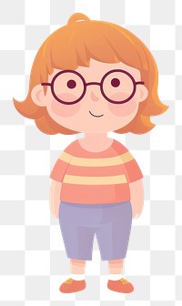 PNG Happy girl wearing glasses portrait cartoon cute. AI generated Image by rawpixel.