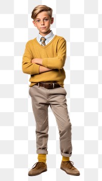 PNG Elementary school boy standing portrait sweater.