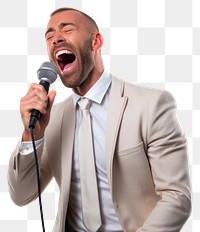 PNG Man singing microphone laughing adult.