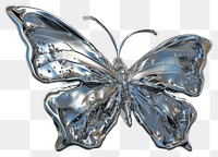 PNG 3d render of butterfly metal white background accessories.