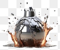 PNG 3d render of bomb bottle white background splattered.