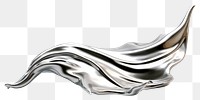 PNG 3d render of leaf silver metal white background