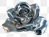 PNG 3d render of rose jewelry flower silver.