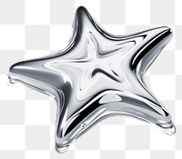 PNG 3d render of star shape metal white background.