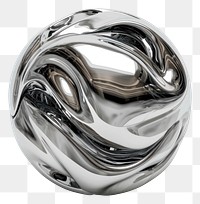 PNG 3d render of sphere jewelry silver metal.