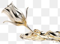 PNG 3d render of tulip metal white background jewelry.