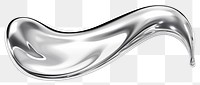 PNG 3d render of waterdrop silver metal white background.