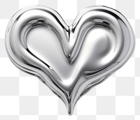 PNG Heart metal white background monochrome.