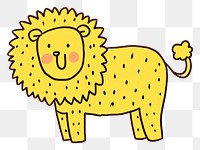 PNG Doodle illustration of lion cartoon animal mammal.