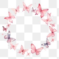PNG Pink butterfly circle border pattern petal white background