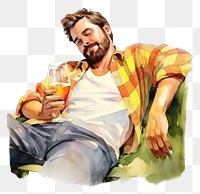 PNG  Men alcoholic painting drinking portrait. AI generated Image by rawpixel.