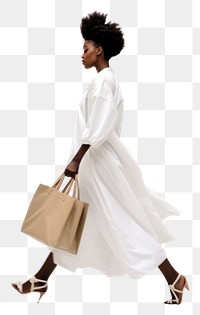 PNG Black woman footwear carrying handbag.