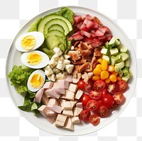 PNG Cobb fresh salad in white plate lunch food meal. AI generated Image by rawpixel.