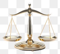 PNG 3d render of a legal justice balance scale in surreal abstract style metal lamp courthouse.