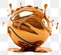 PNG 3d render of basketball metal white background splashing.
