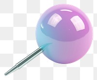 PNG 3d render of single push pin logo sphere purple white background.
