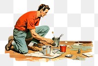 PNG  Man doing renovation work at home adult art craftsperson. AI generated Image by rawpixel.