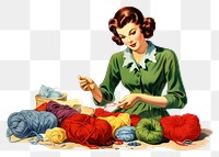 PNG  Woman crocheting adult white background creativity. AI generated Image by rawpixel.