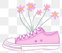 PNG  Sneaker and flower footwear graphics plant.