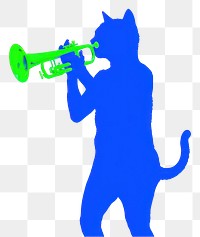 PNG  Cat playing trumpet mammal animal performance.